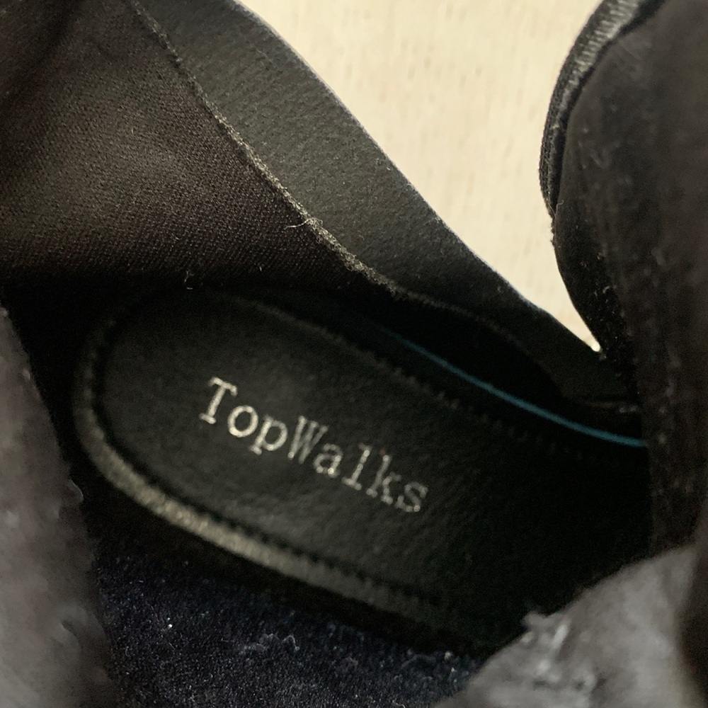 Top walks tall boot faux leather size 8 black classic pointy toe block heels - Picture 8 of 8